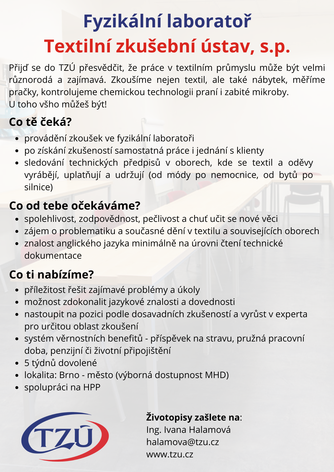 Hledáme pracovníka fyzikální laboratoře